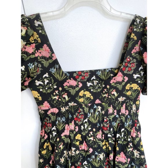 NWT Agua Bendita Caramelo Magdalena Night Cotton Mini Dress Black Floral Print M - Picture 11 of 12